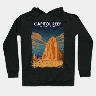 Capitol Reef National Park at Night Vintage Minimal Travel Poster Hoodie